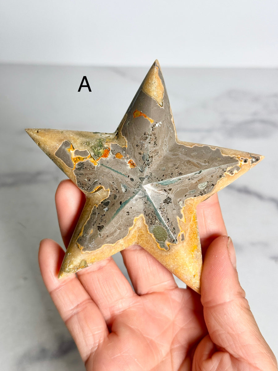 Bumblebee Jasper 3D Star Carving