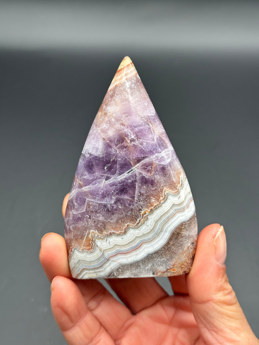 IMPERFECT - Mexican Crazy Lace with Amethyst Flame Carving