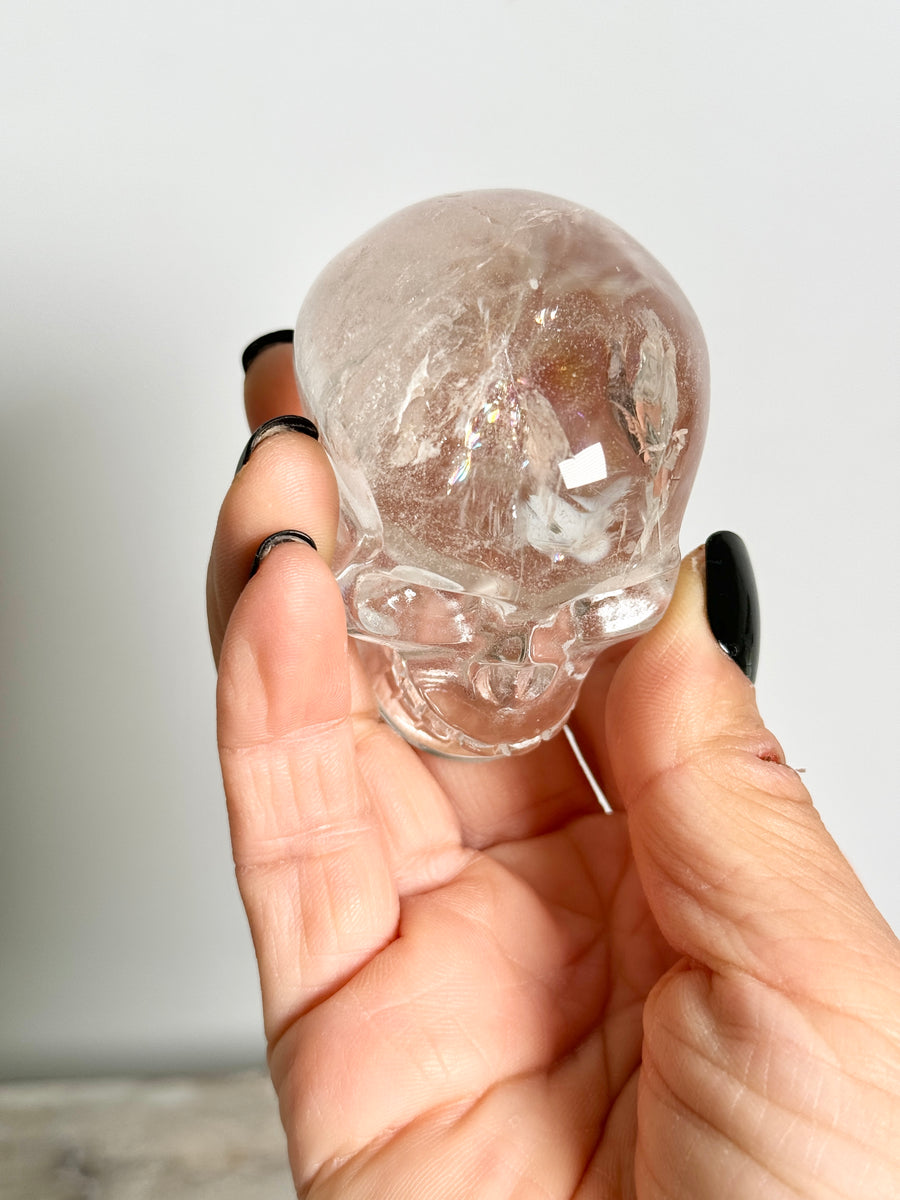 High Quality Rainbow Clear Quartz Skull Carving