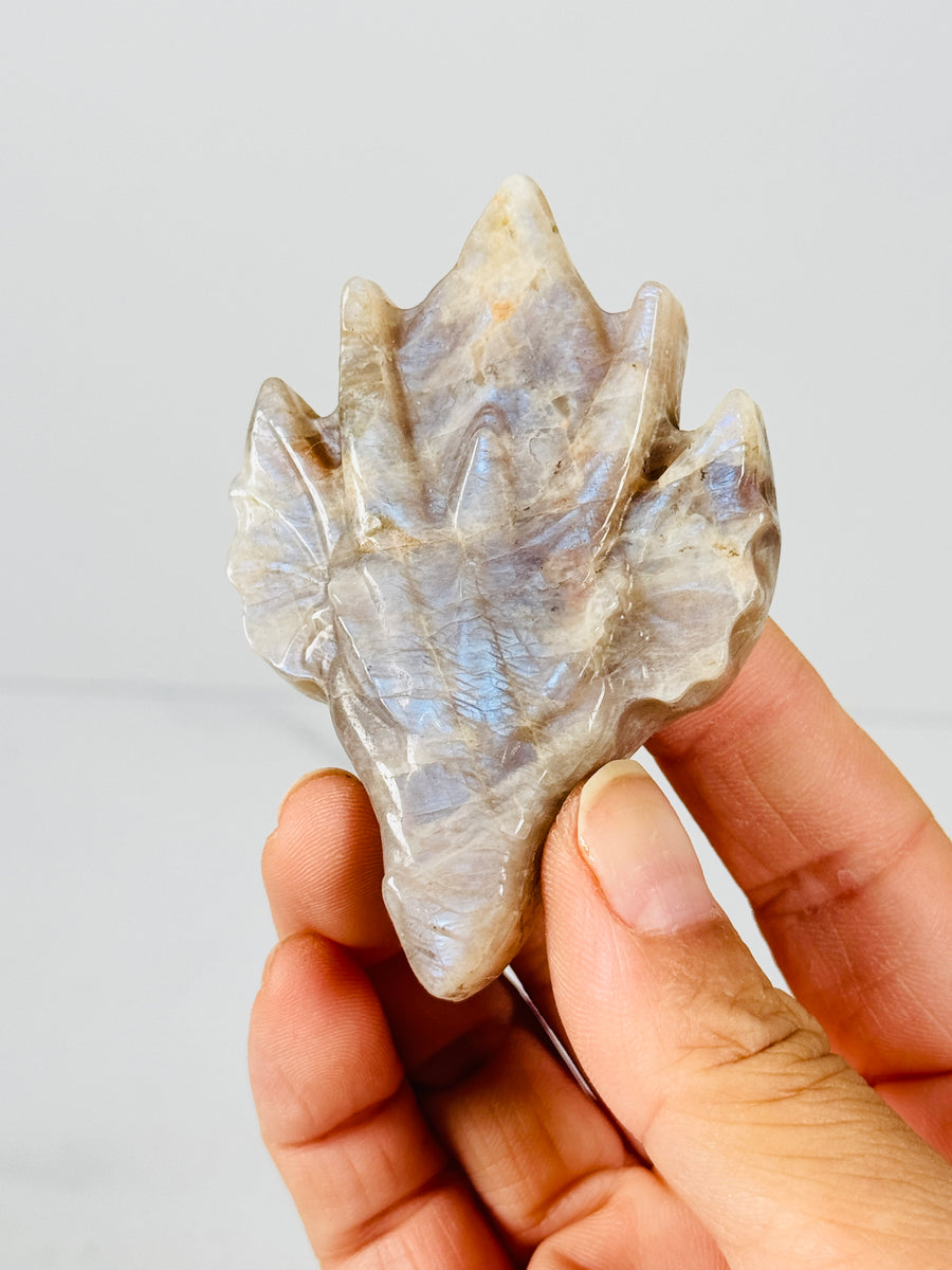 Moonstone or Silver Obsidian Dragon Head Carving