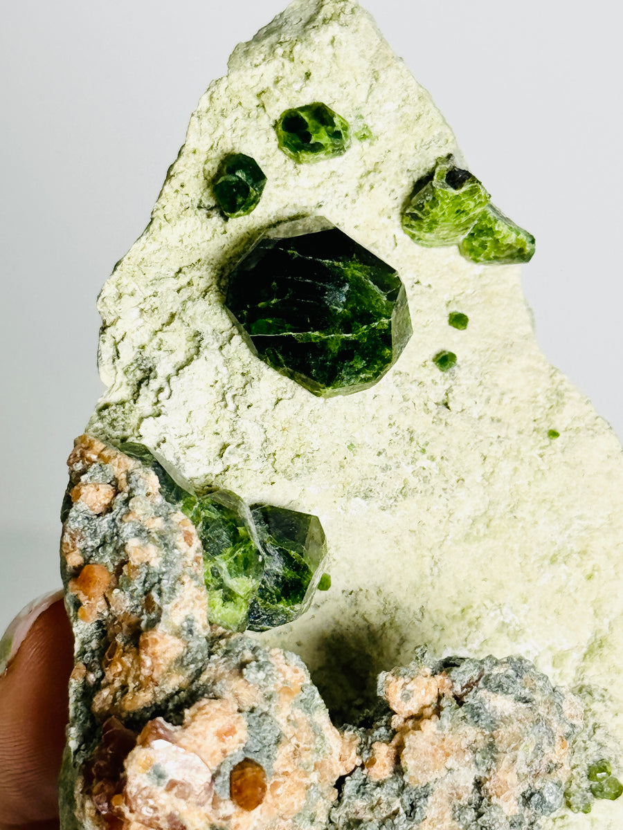 Green Demantoid Garnet on Matrix from Iran