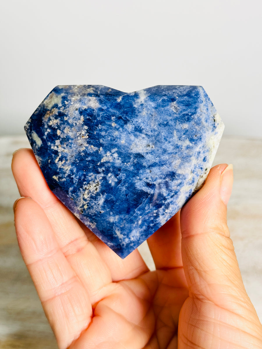 Sodalite Faceted Heart Carving