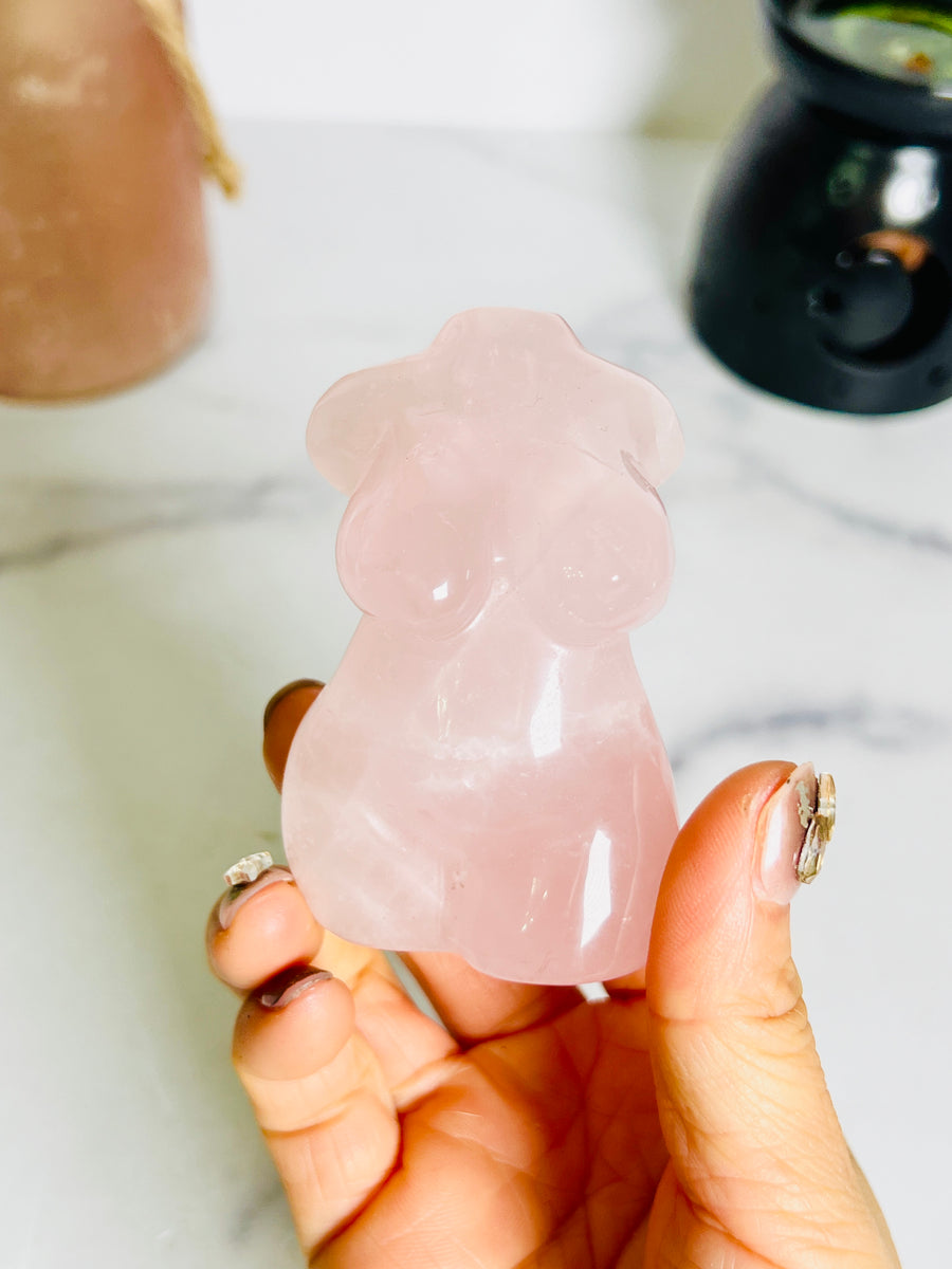 Rose Quartz Goddess Body Carving