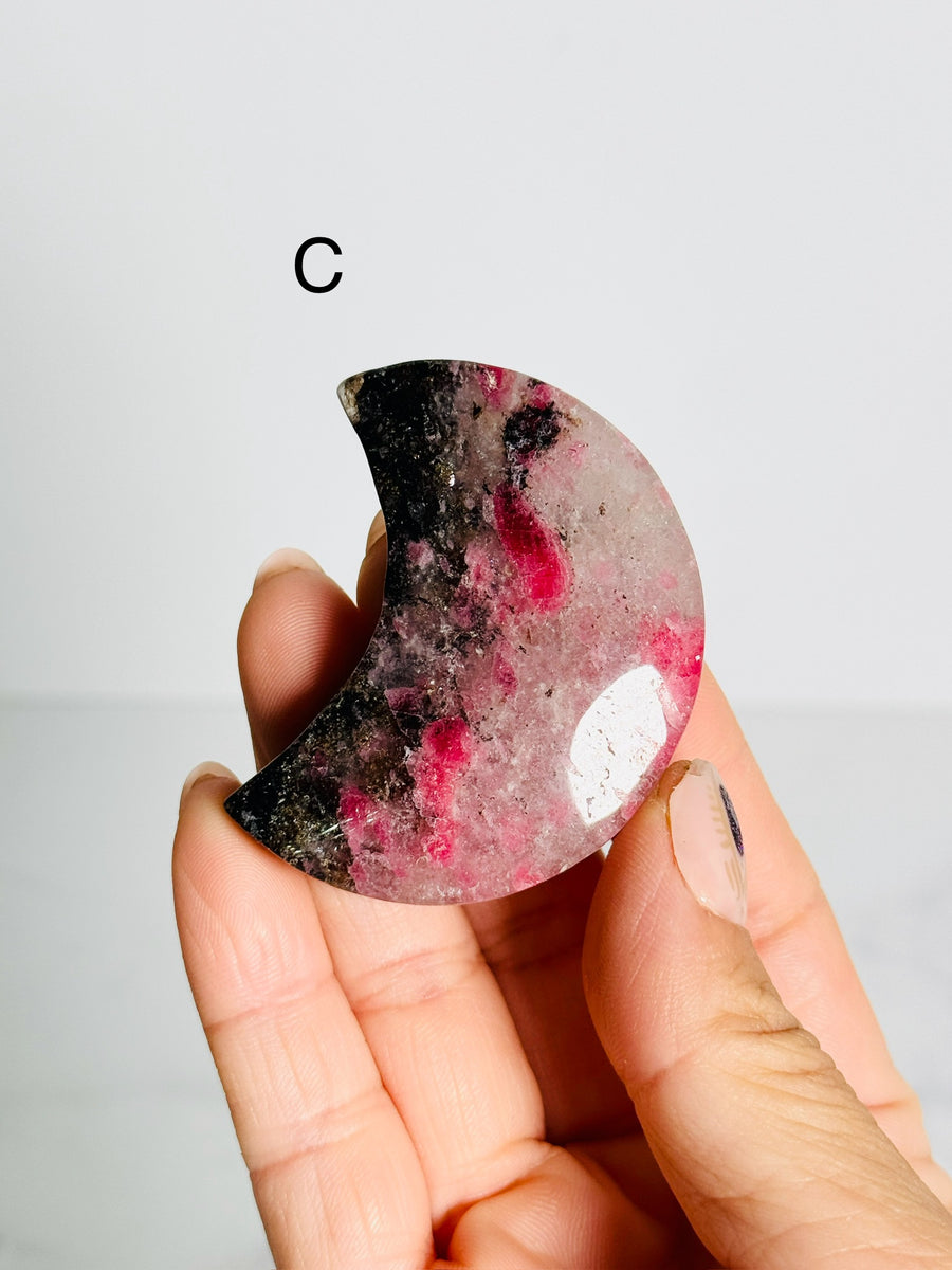 Rhodonite Moon Carving