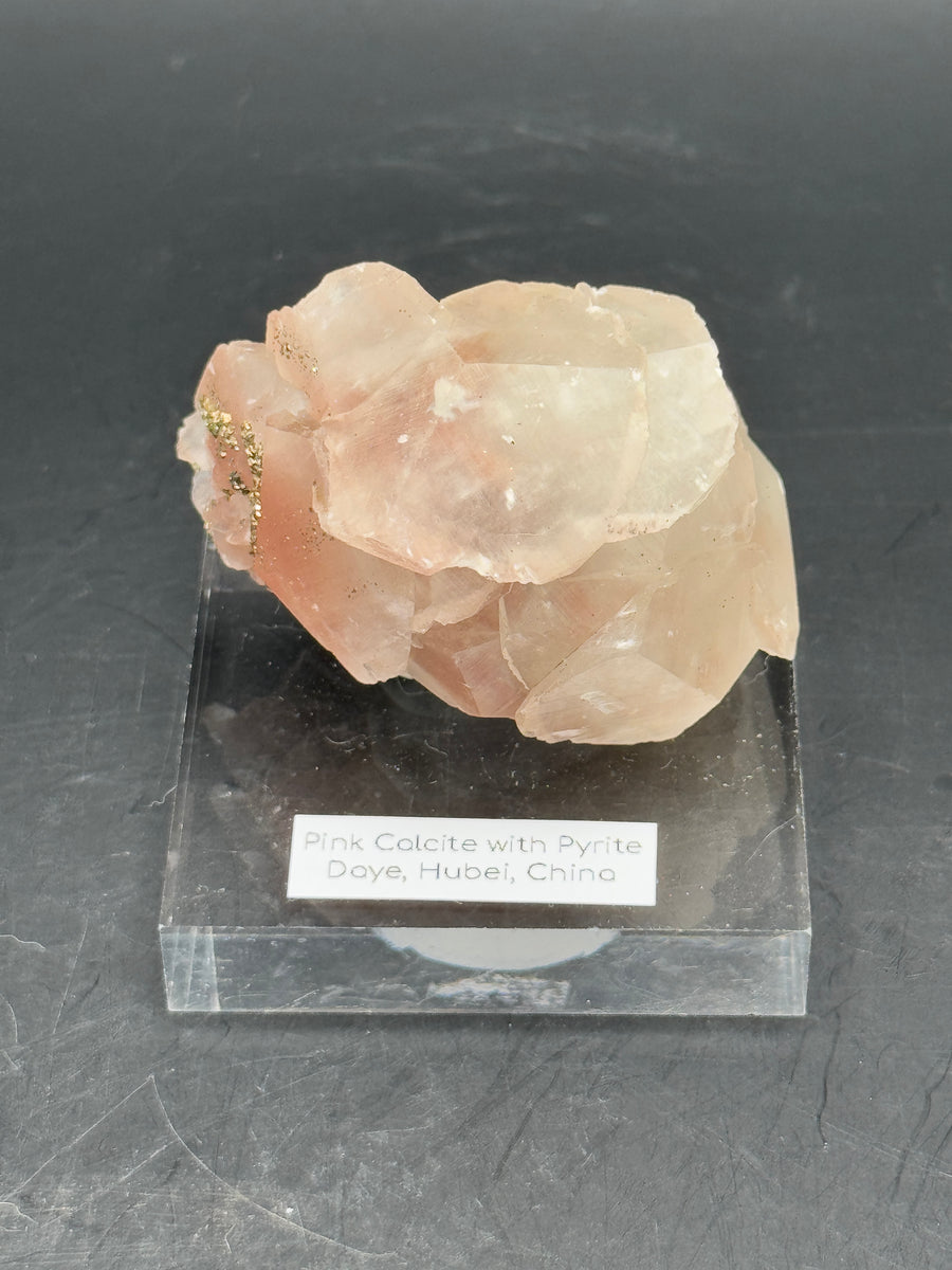 Pink Calcite with Pyrite Cluster