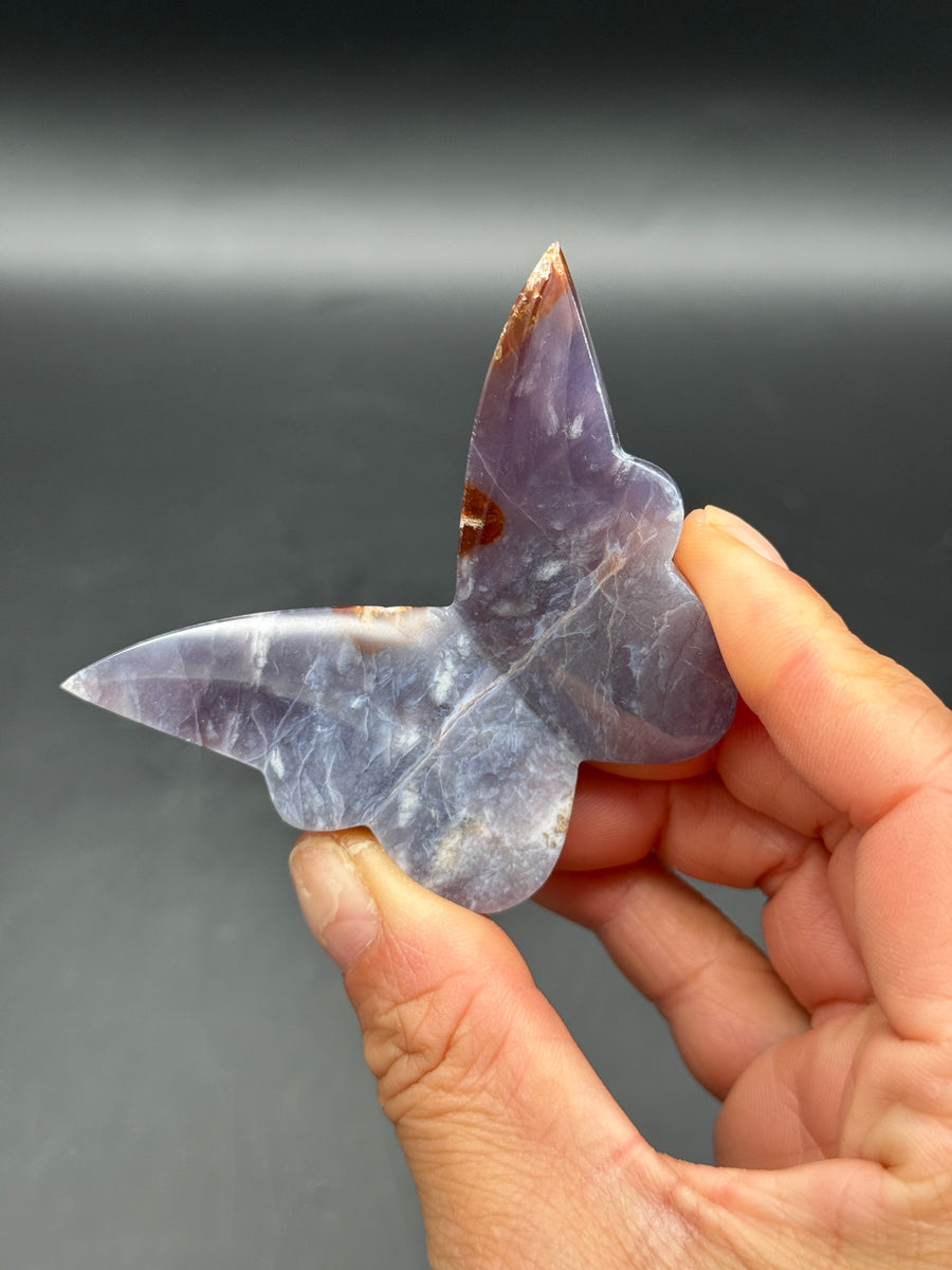 Purple Chalcedony 3D Butterfly Carving