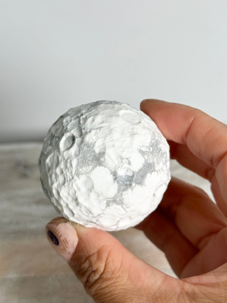 Howlite Moon Carving