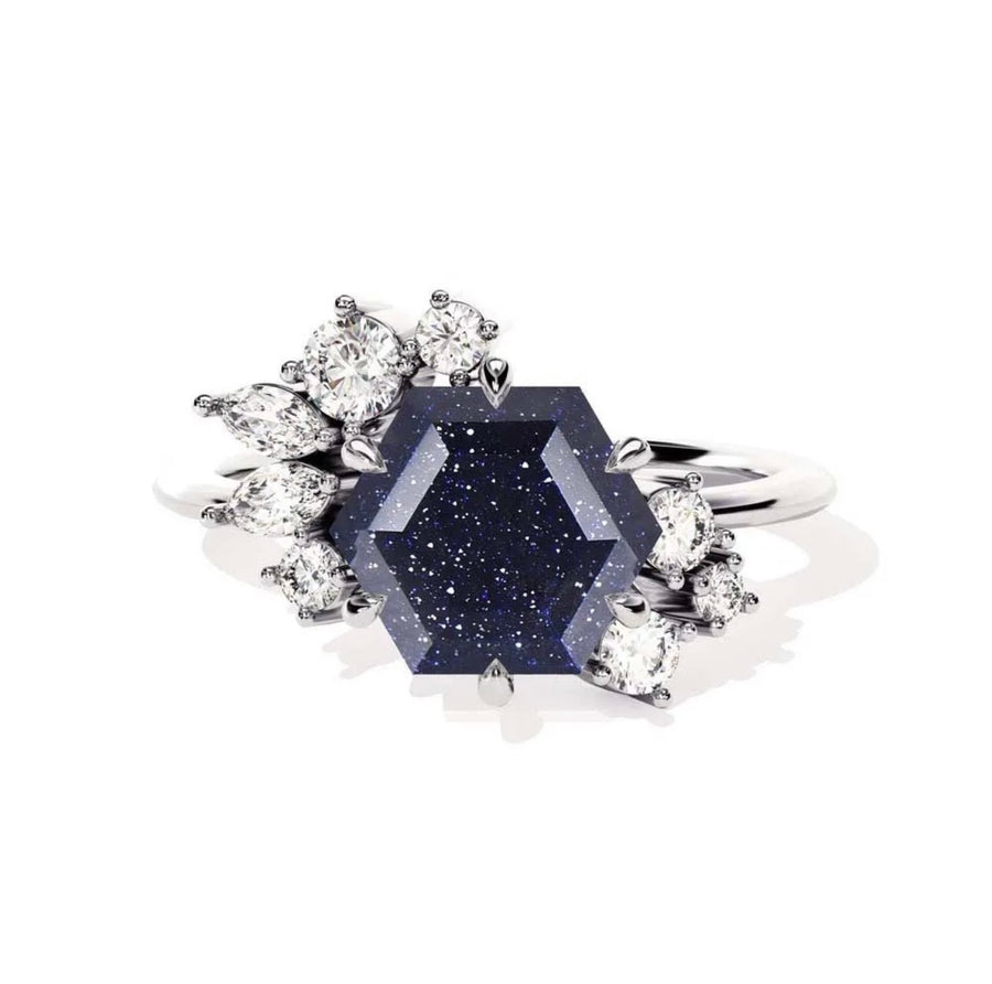 Blue Goldstone “ Velaris” Ring