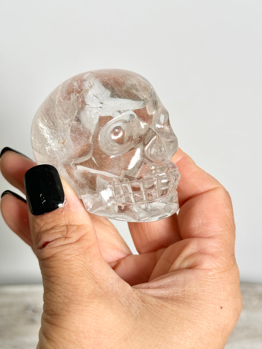 High Quality Rainbow Clear Quartz Skull Carving