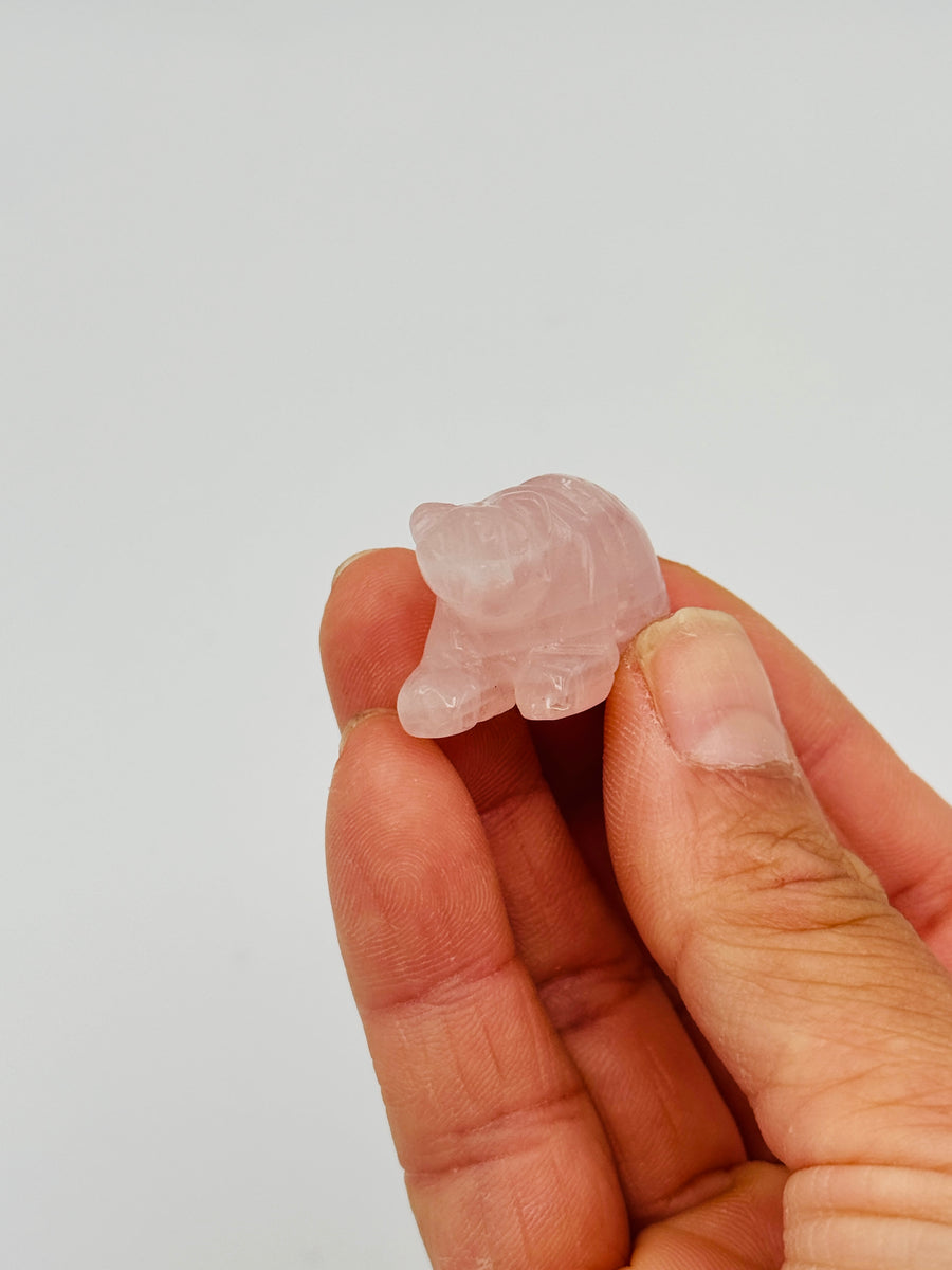 Rose Quartz Mini Bear Carving