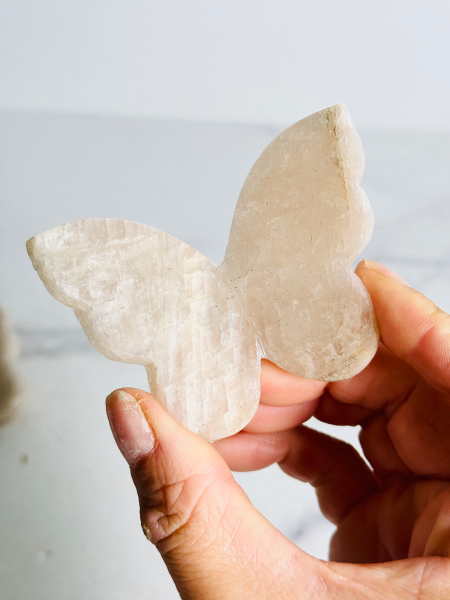 IMPERFECT Moonstone 3D Butterfly Carving