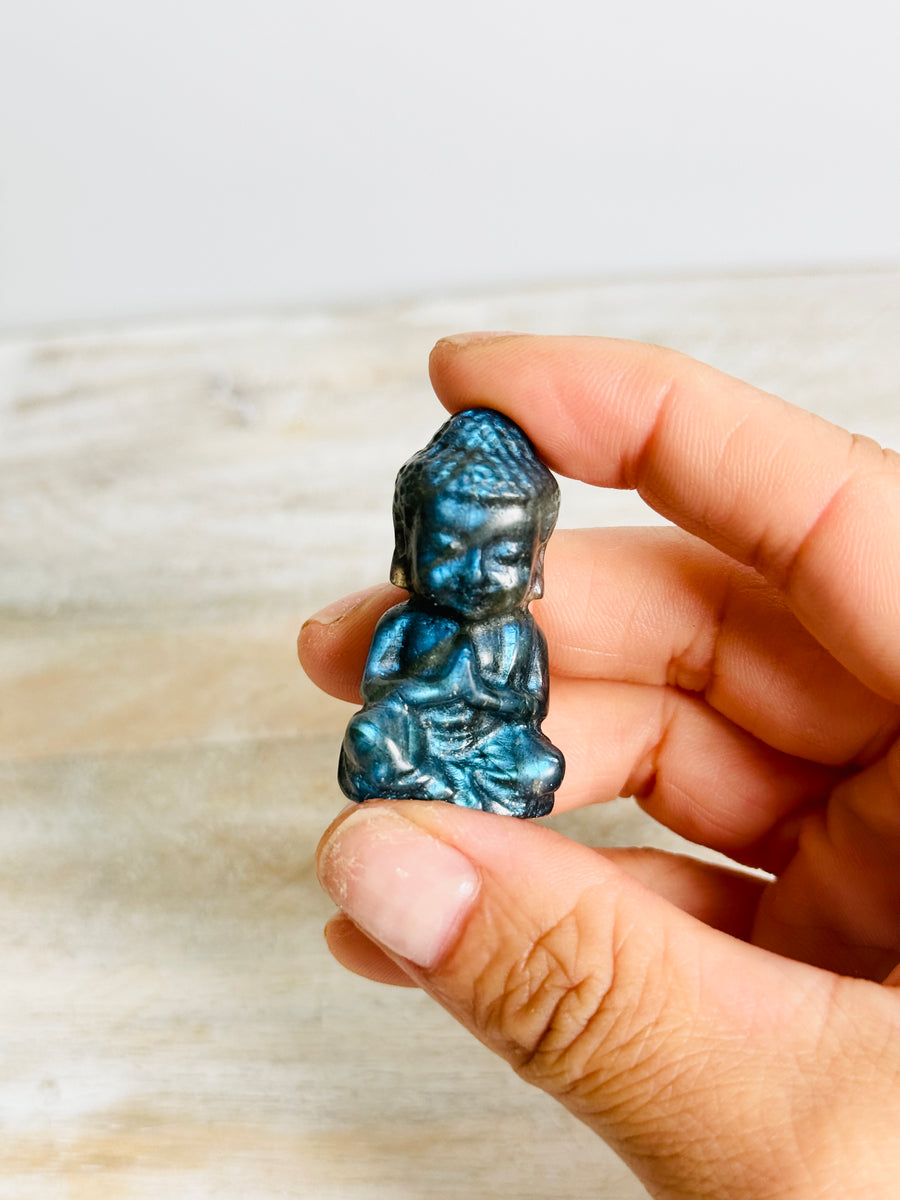 Labradorite Sitting Buddha Carving