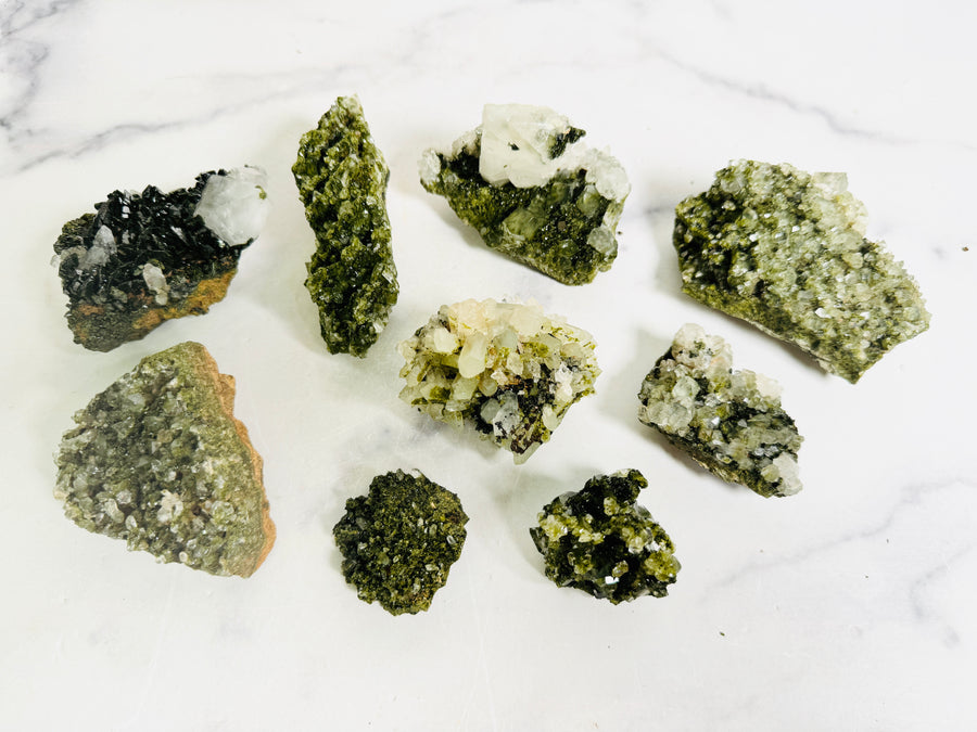 Forest Epidote with Quartz Clusters