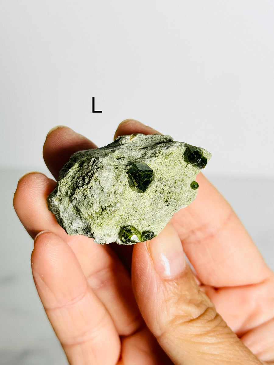 Green Demantoid Garnet on Matrix from Iran