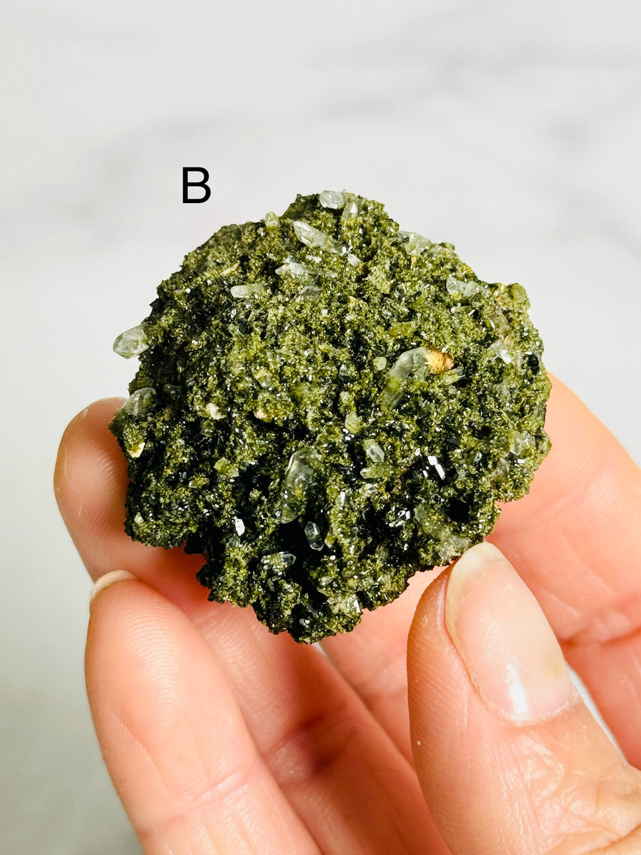 Forest Epidote with Quartz Clusters