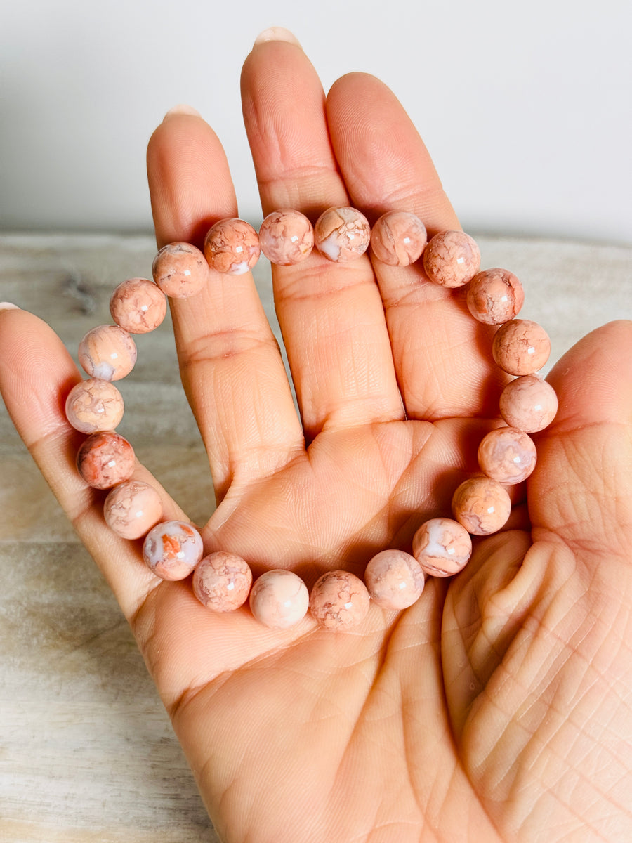 8mm Pink Agate Bracelet