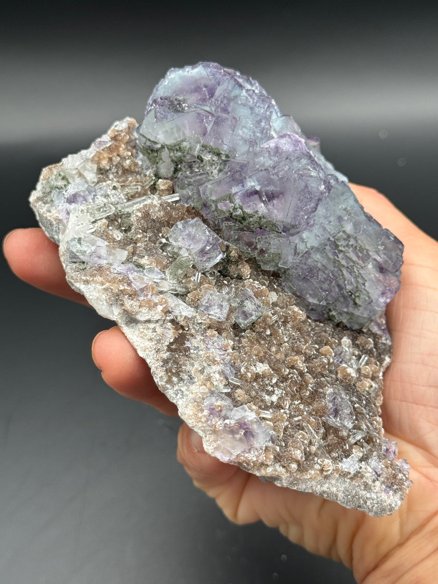 Yaogangxian Fluorite with Quartz & Calcite