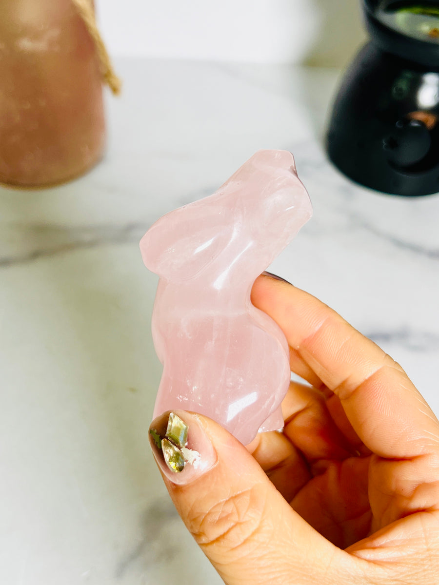 Rose Quartz Goddess Body Carving