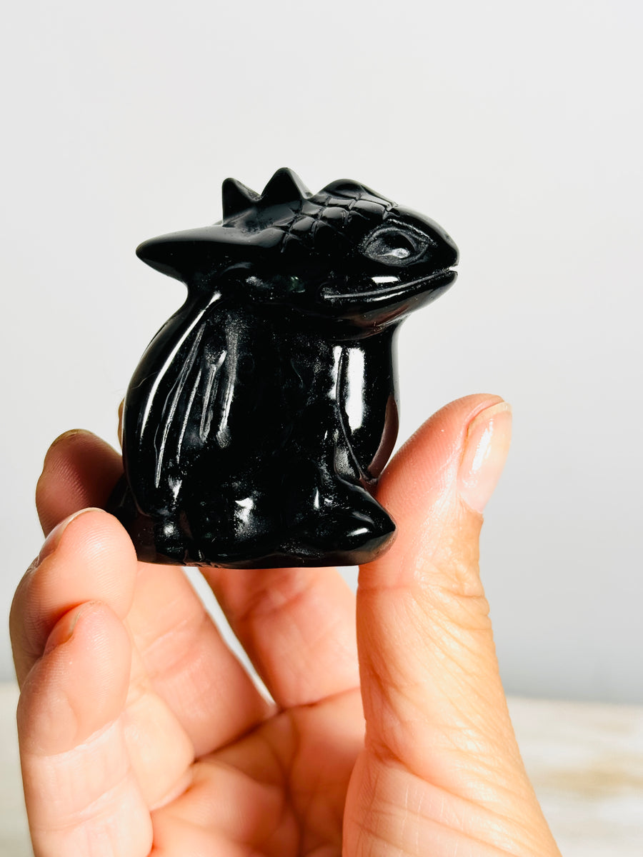 Black Obsidian Toothless Carving