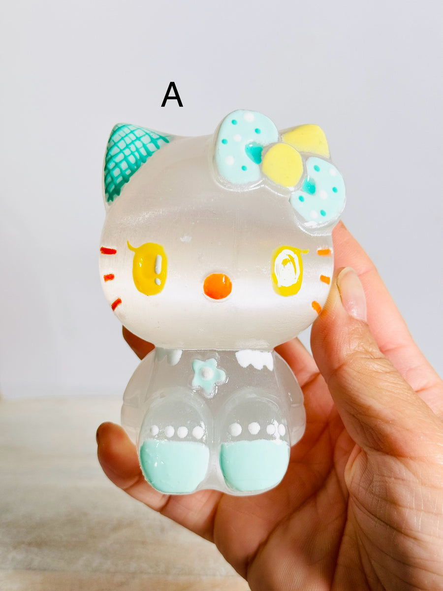 Satin Spar Painted Hello Kitty Carving