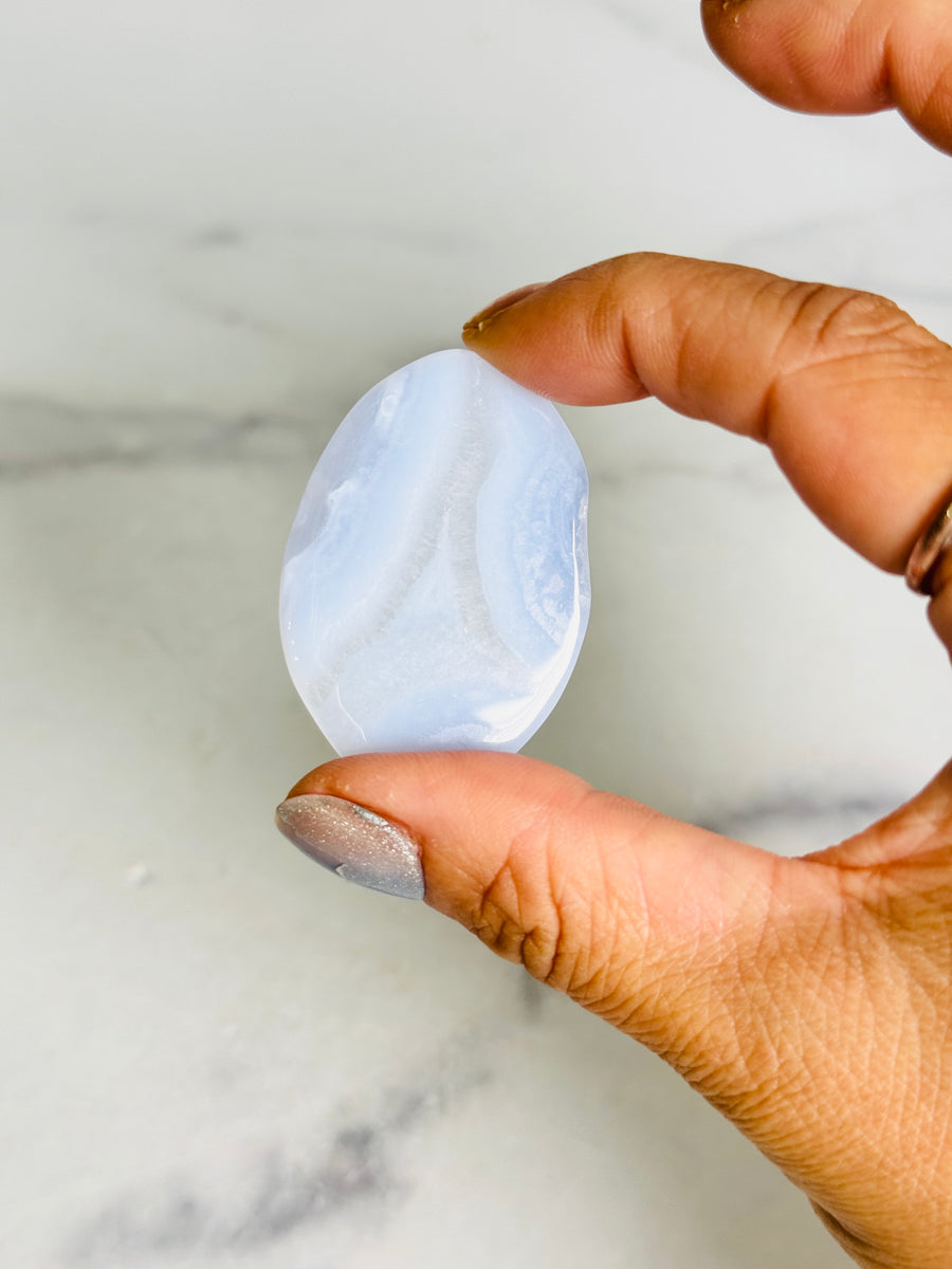 Blue Lace Agate Pocket Stone Carving