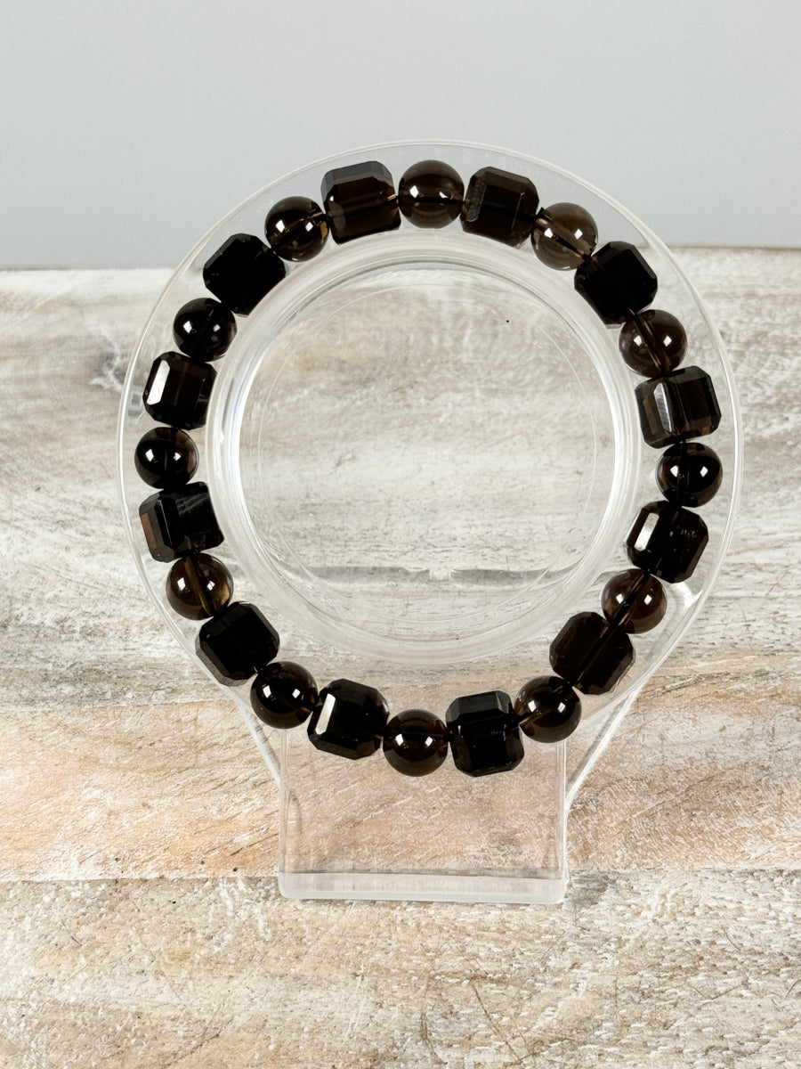 Smoky Quartz Square & Round Bracelet