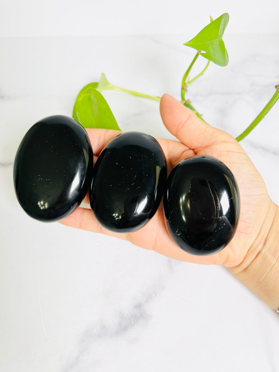 Black Obsidian Palm Stone