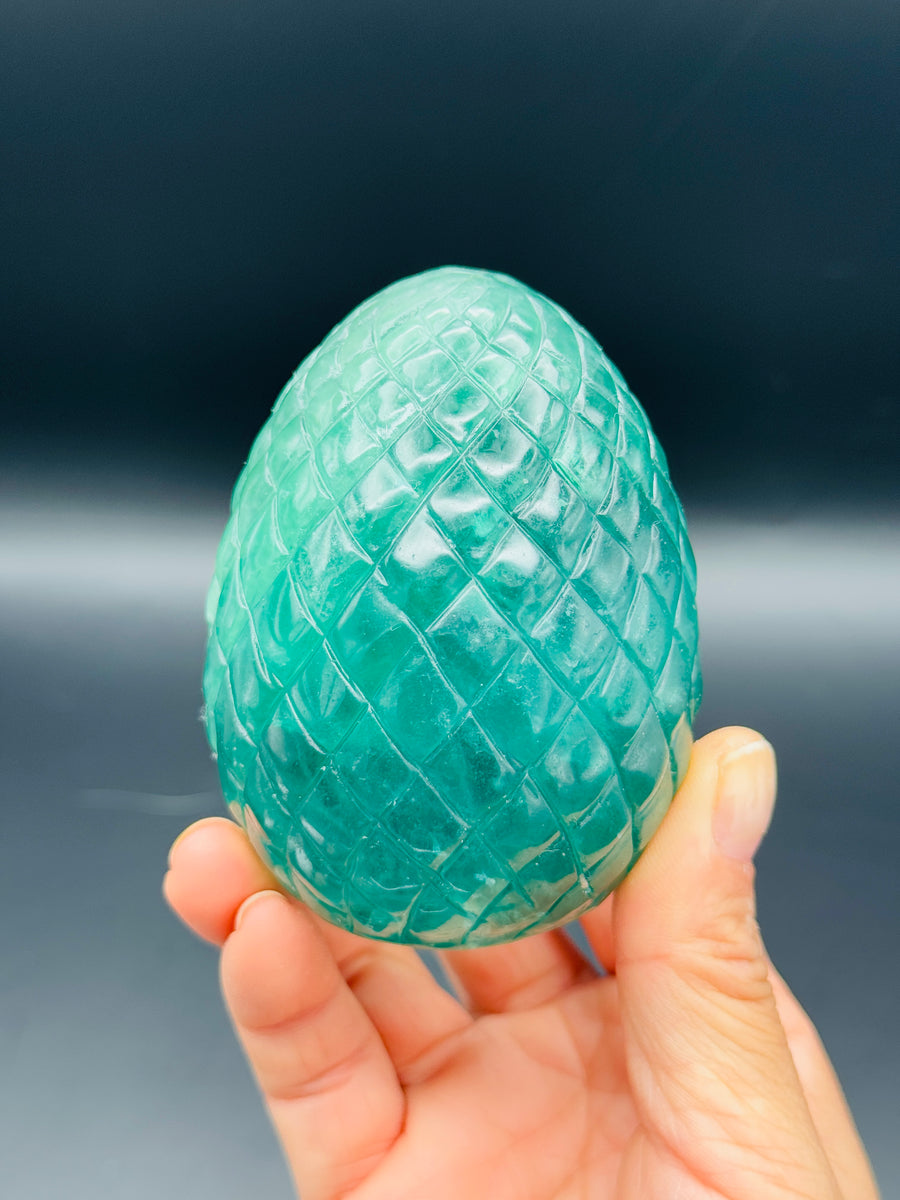 IMPERFECT - Green Fluorite Dragon Egg Carving