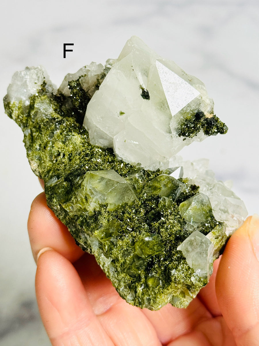 Forest Epidote with Quartz Clusters