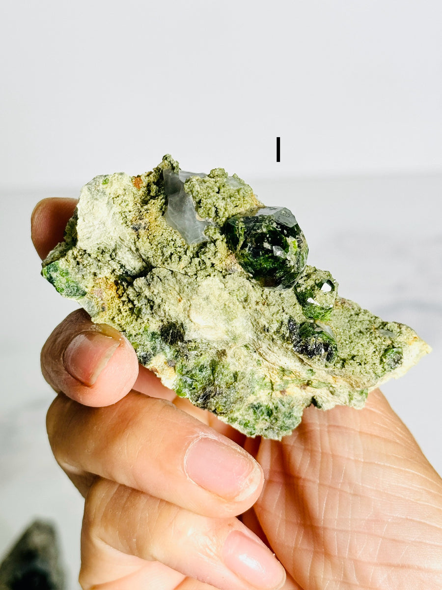 Green Demantoid Garnet on Matrix from Iran