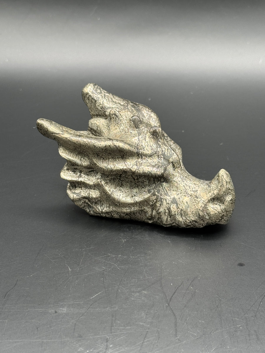 Pyrite Dragon Head Carving