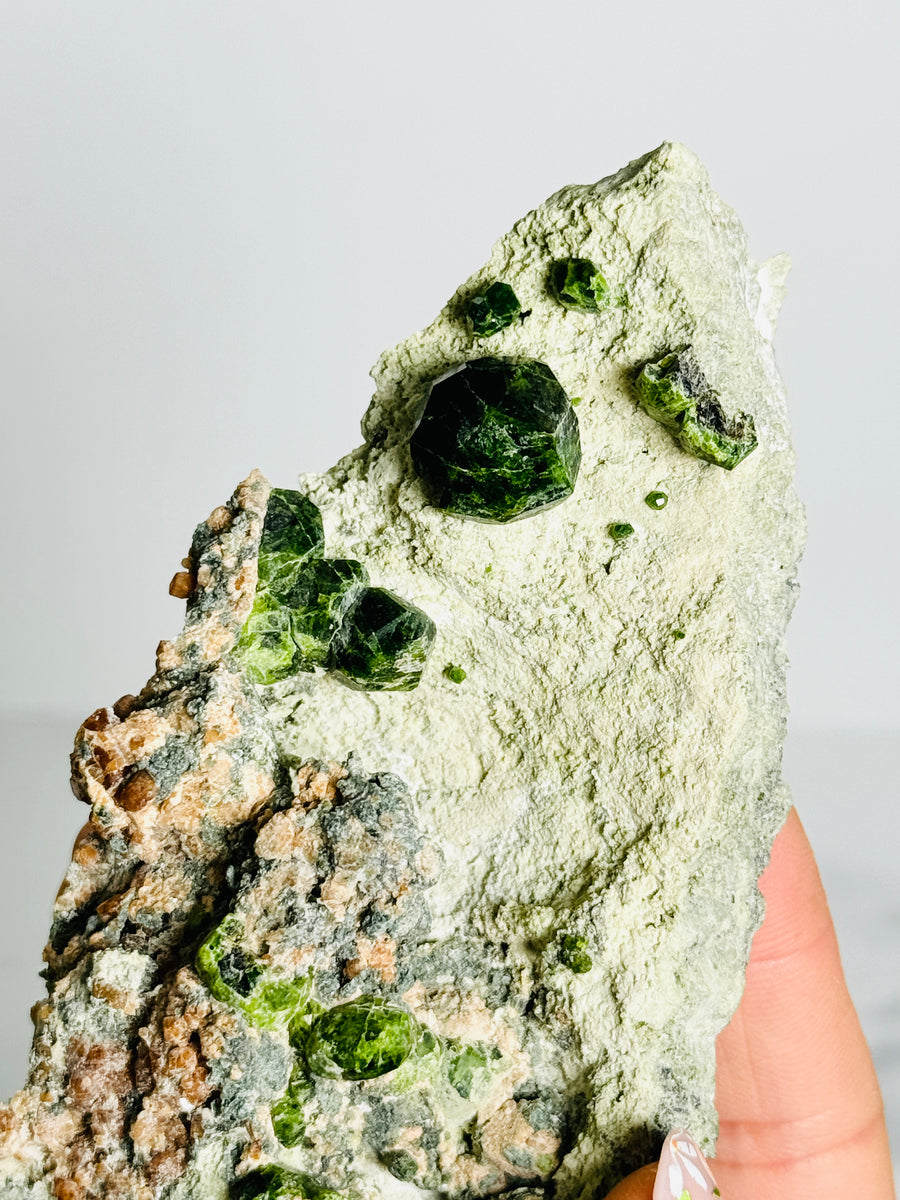 Green Demantoid Garnet on Matrix from Iran