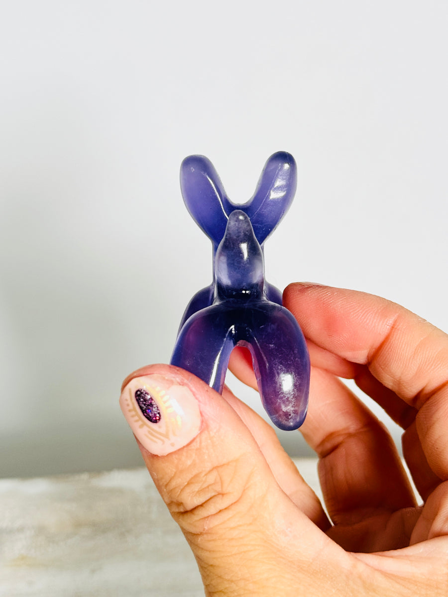 Purple Fluorite Balloon Dog Carving