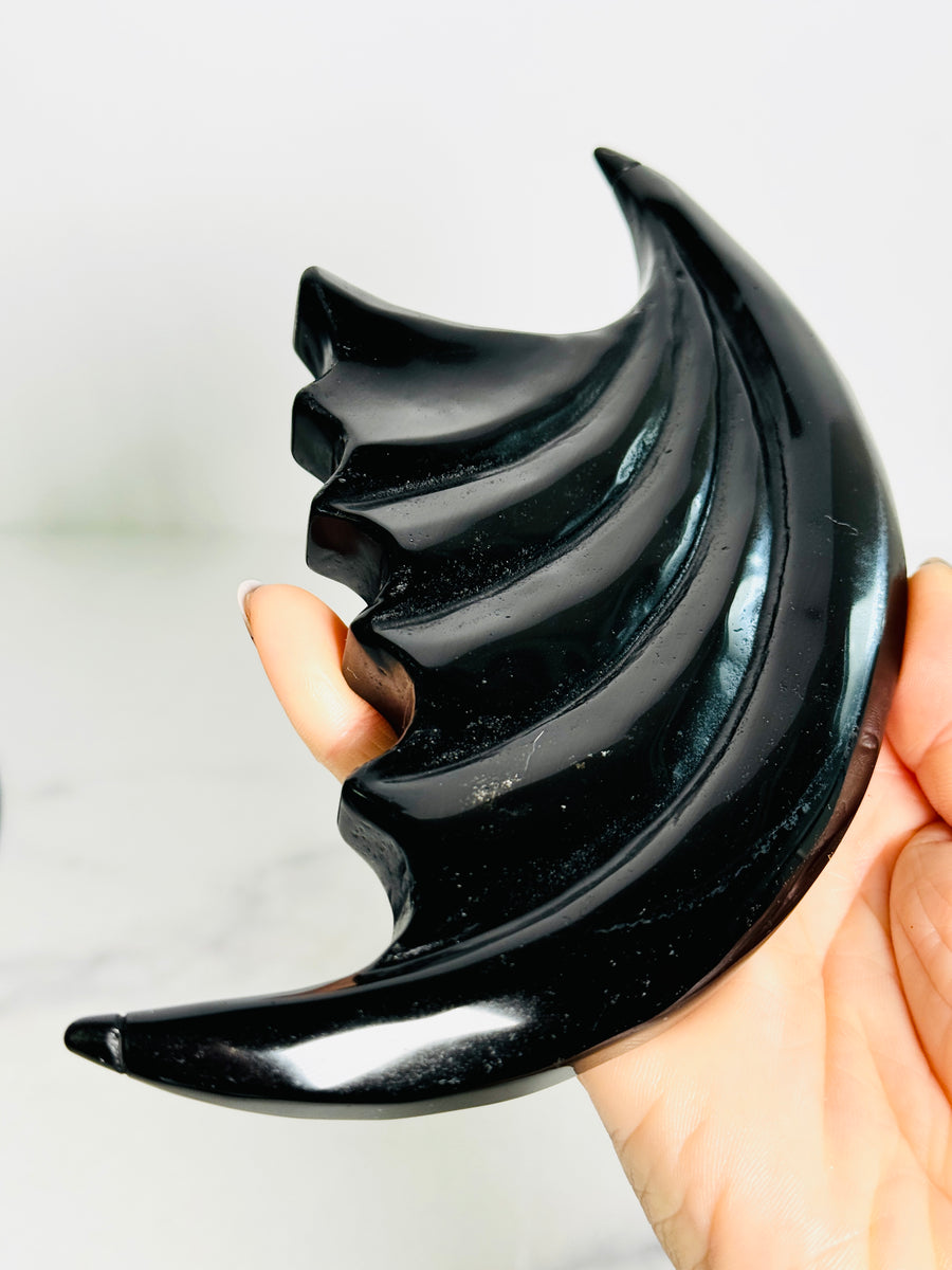 Black Obsidian Illyrian Wing Carving Inspired by A Court of Thrones & Roses