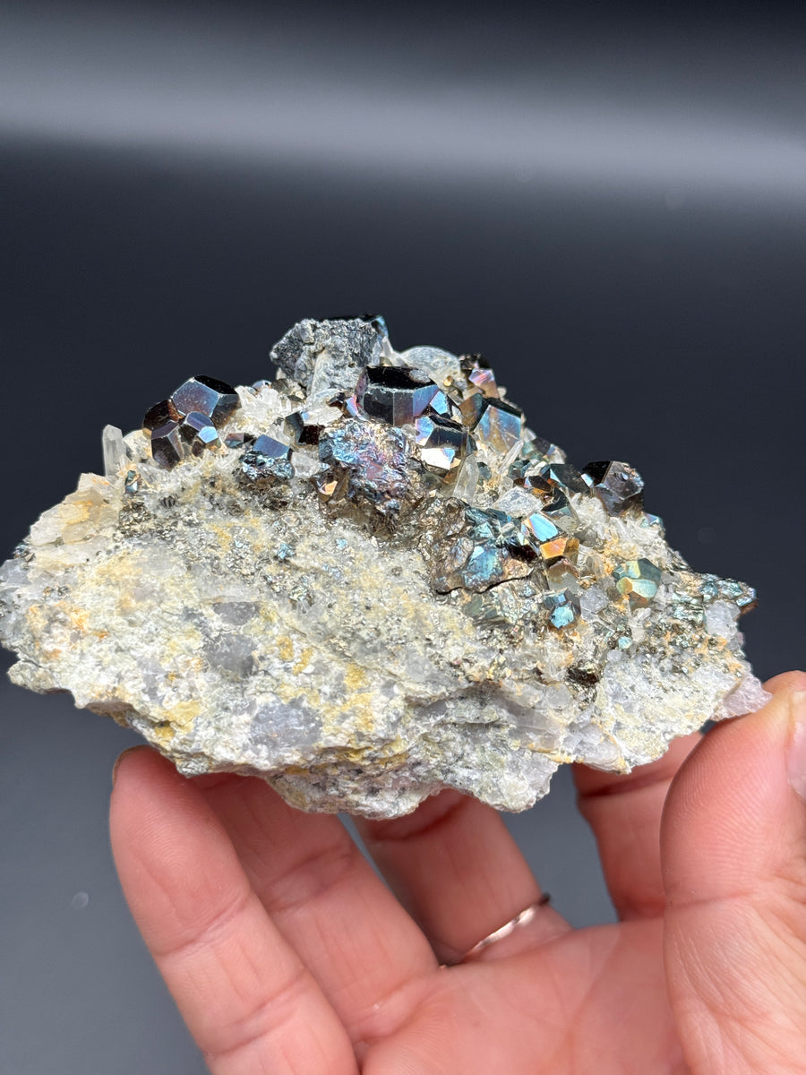 Chalcopyrite with Quartz Cluster