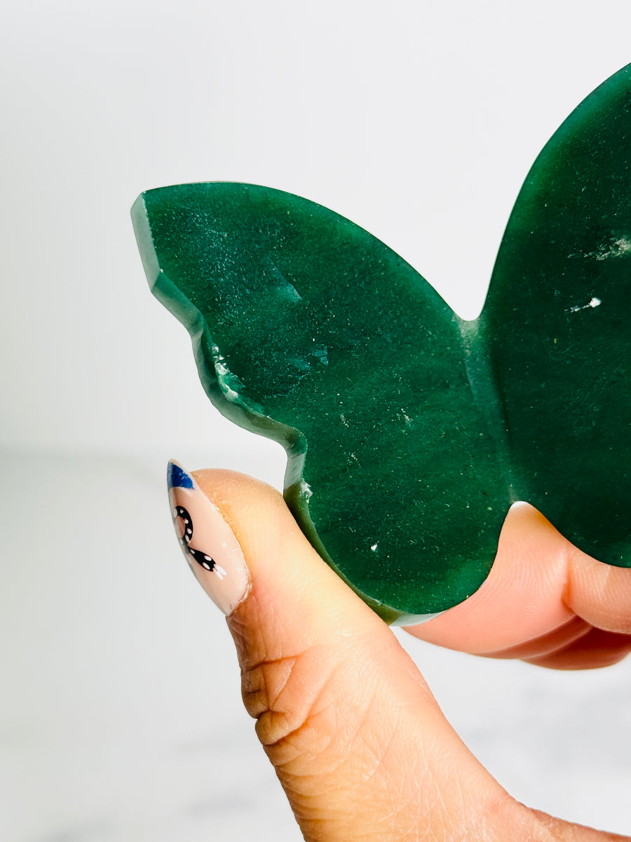 IMPERFECT Green Jade 3D Butterfly Carving