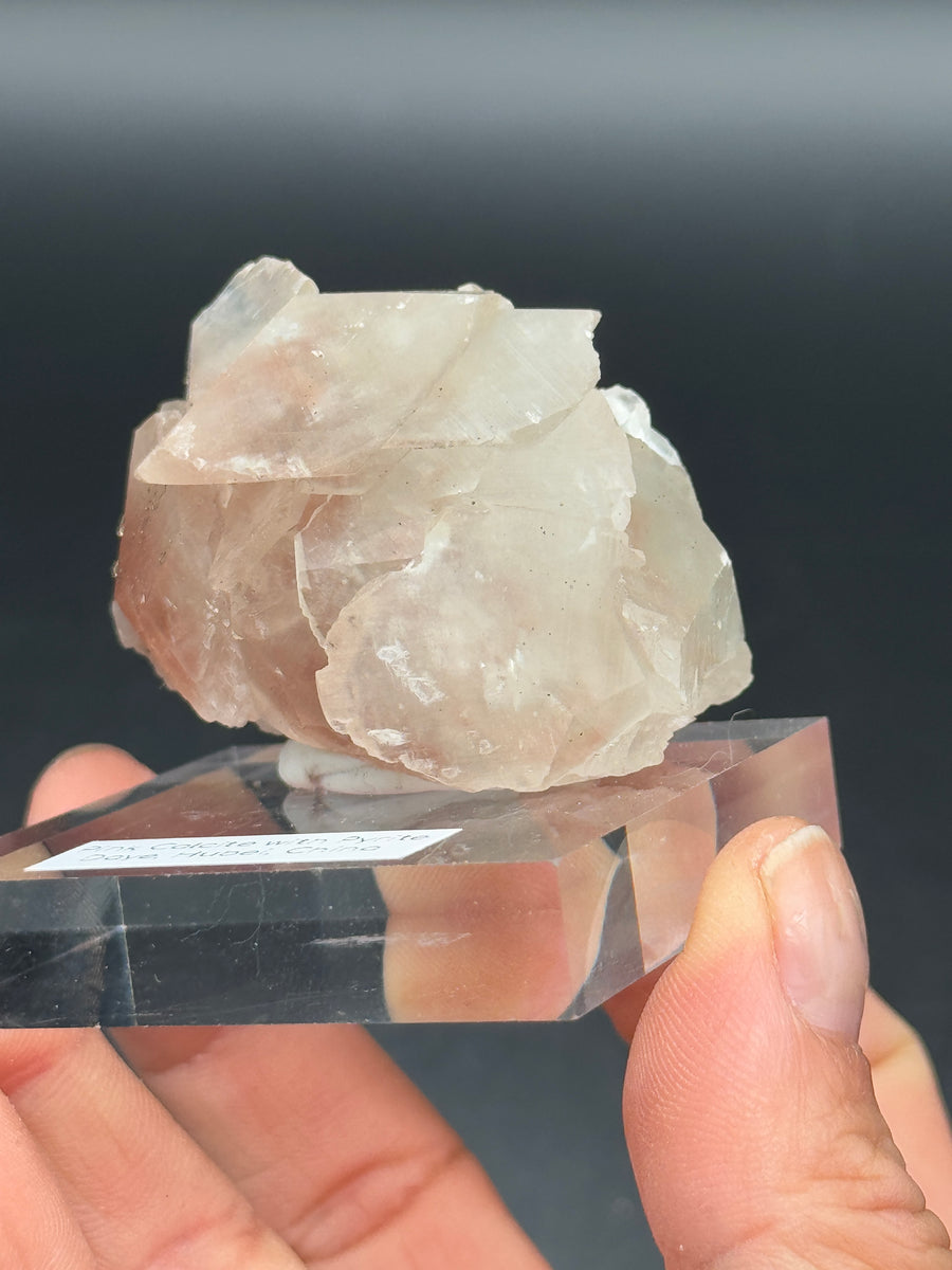 Pink Calcite with Pyrite Cluster