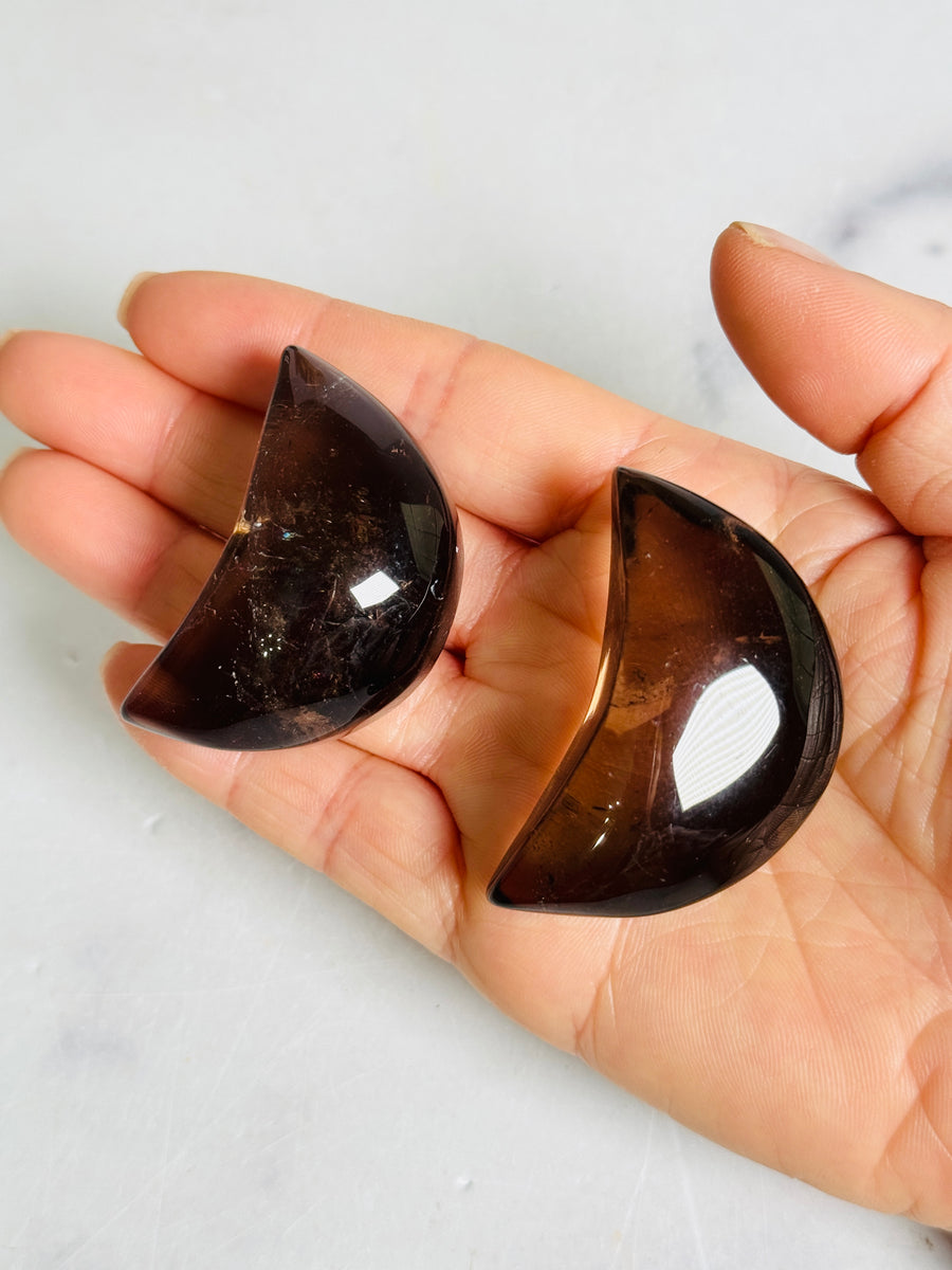 Smoky Quartz Moon Carving