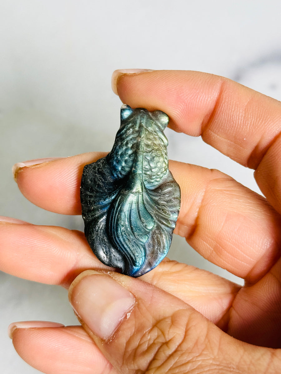 Labradorite Goldfish Carving