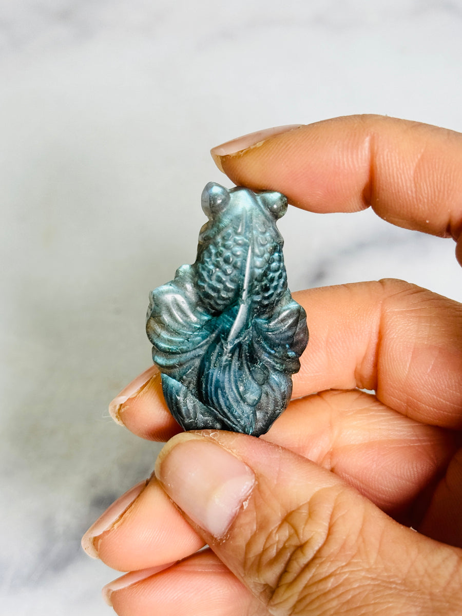 Labradorite Goldfish Carving