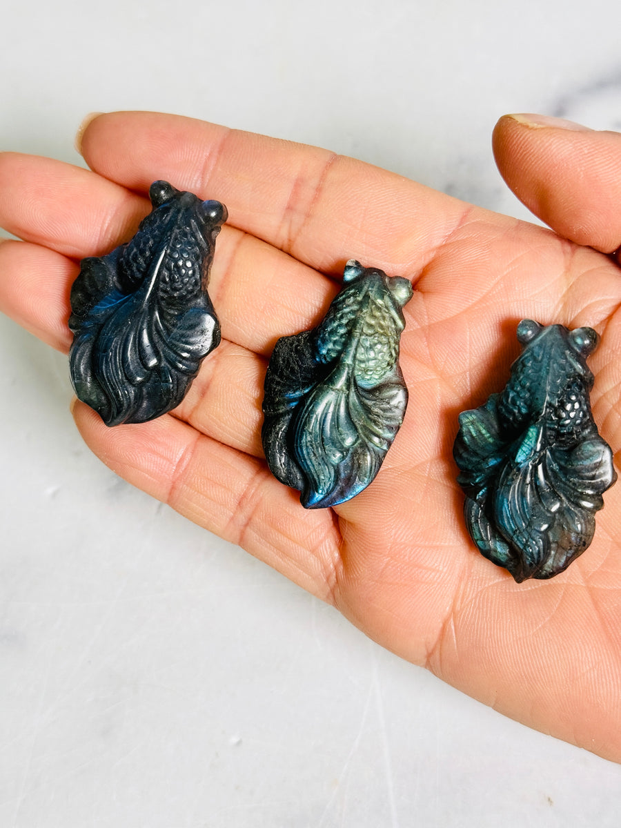 Labradorite Goldfish Carving