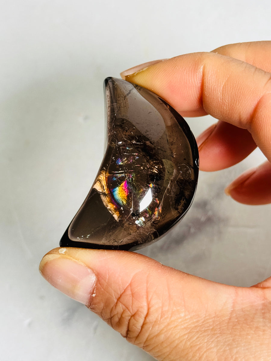 Smoky Quartz Moon Carving