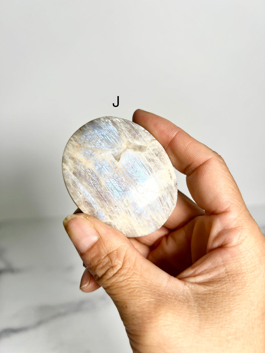 Sunstone in Moonstone Palm Stone