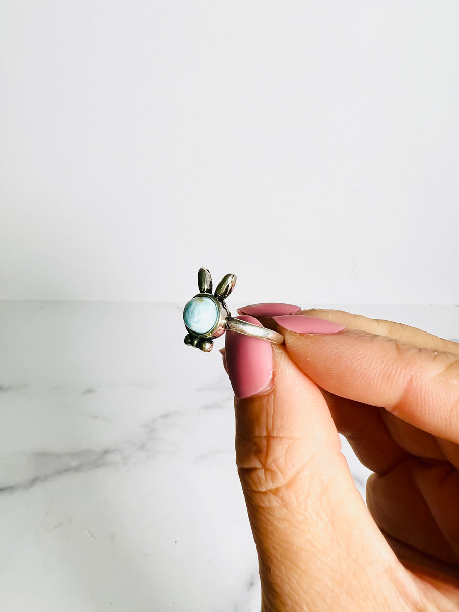 Larimar or Chariote Bunny Copper Ring