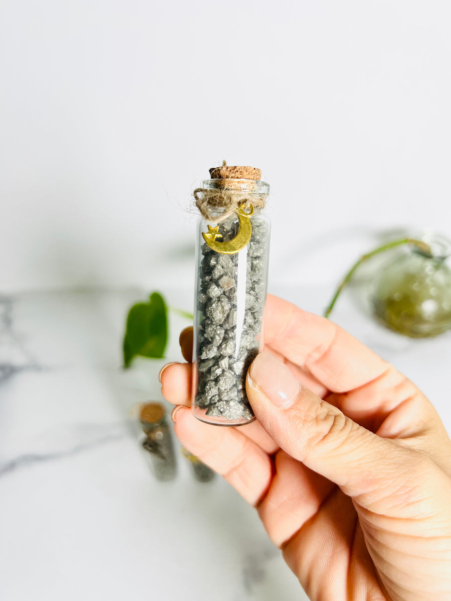 Black Tourmaline or Pyrite Chip Bottle