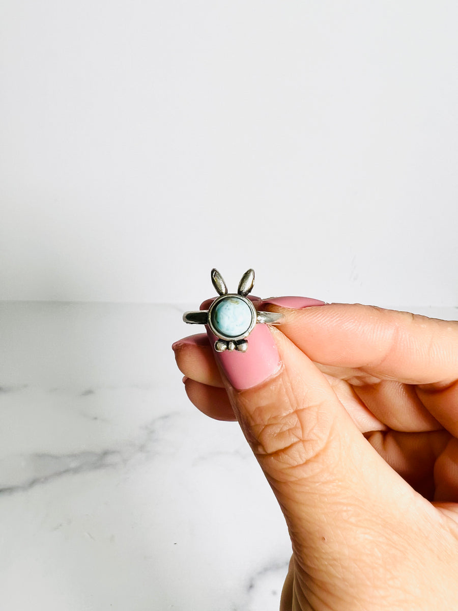 Larimar or Chariote Bunny Copper Ring