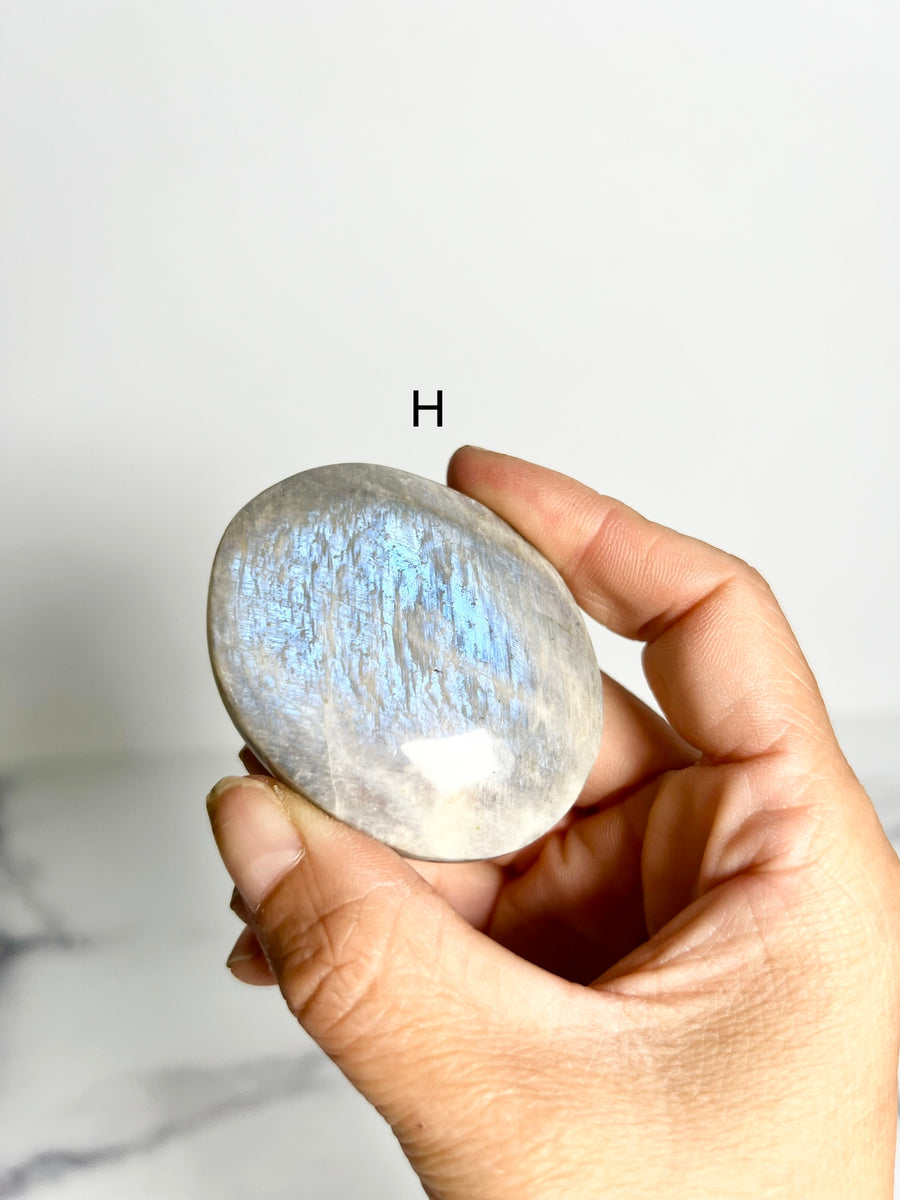 Sunstone in Moonstone Palm Stone