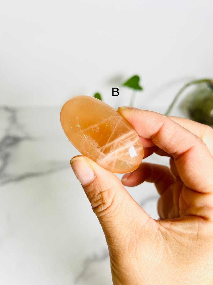 Honey Calcite Palm Stone