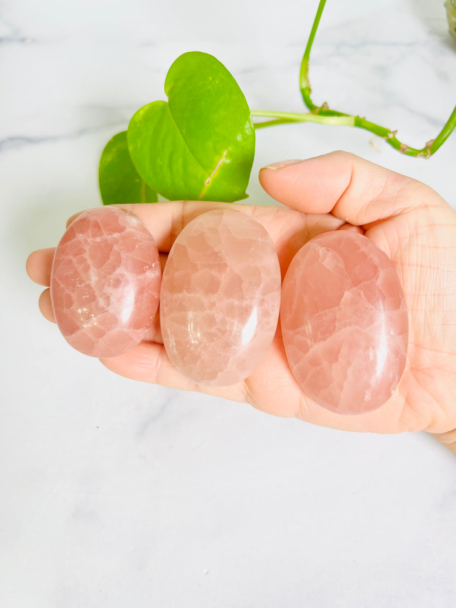 Rose Calcite Palm Stone