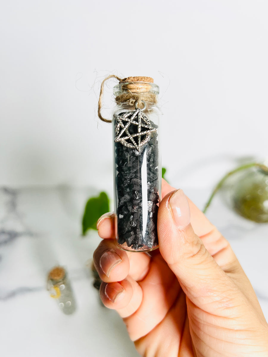 Black Tourmaline or Pyrite Chip Bottle